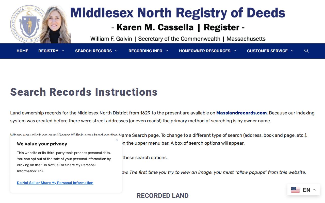 Wilmington street directory Registry deed search instructions