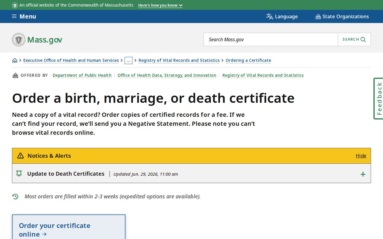 Wilmington resident lookup vital-record ordering information from Massachusetts