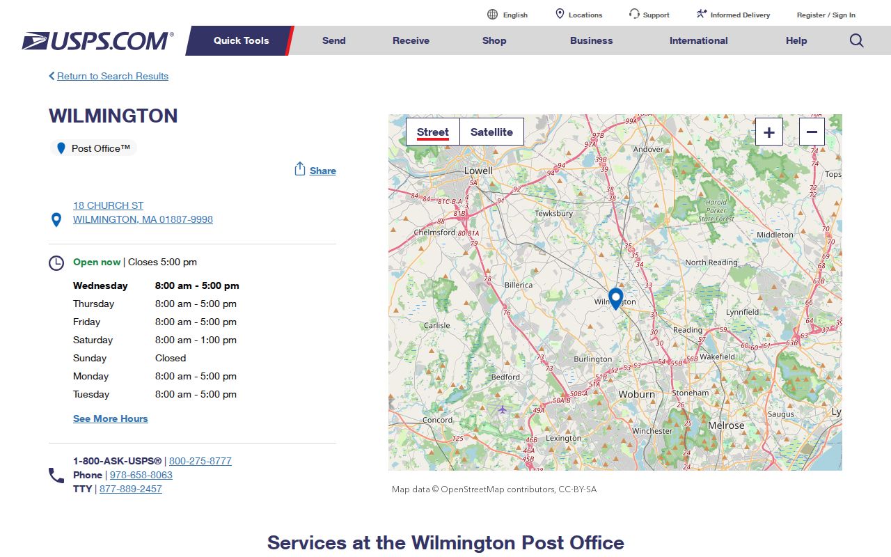 Wilmington ZIP code directory reference for the USPS 01887 post office